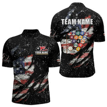 Load image into Gallery viewer, Billiard Balls US Flag Black Grunge Billiard Shirts For Men Custom 8 Ball Pool Billiard Jerseys TDM3638