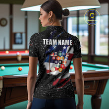 Load image into Gallery viewer, Black Grunge US Flag Eagle Billiard Shirt For Women Custom 8 Ball Pool Team Jersey Polo &amp; 1/4 Zip TDM6404