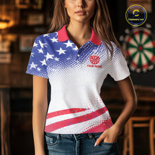 Load image into Gallery viewer, Personalized American Flag Eagle Darts Shirts For Women, Patriotic Darts Jersey Team Polo &amp; 1/4 Zip TDM6406