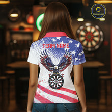 Load image into Gallery viewer, Personalized American Flag Eagle Darts Shirts For Women, Patriotic Darts Jersey Team Polo &amp; 1/4 Zip TDM6406