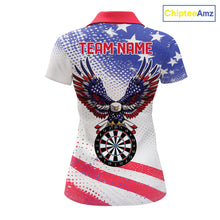 Load image into Gallery viewer, Personalized American Flag Eagle Darts Shirts For Women, Patriotic Darts Jersey Team Polo &amp; 1/4 Zip TDM6406