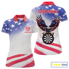 Load image into Gallery viewer, Personalized American Flag Eagle Darts Shirts For Women, Patriotic Darts Jersey Team Polo &amp; 1/4 Zip TDM6406