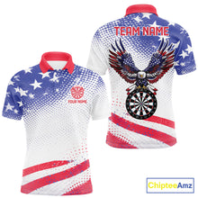 Load image into Gallery viewer, Personalized American Flag Eagle Darts Shirts For Men, Patriotic Darts Jersey Team Polo &amp; 1/4 Zip TDM6406