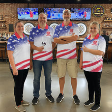 Load image into Gallery viewer, Personalized American Flag Eagle Darts Shirts For Men, Patriotic Darts Jersey Team Polo &amp; 1/4 Zip TDM6406