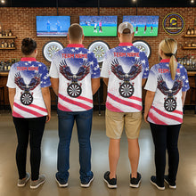 Load image into Gallery viewer, Personalized American Flag Eagle Darts Shirts For Men, Patriotic Darts Jersey Team Polo &amp; 1/4 Zip TDM6406