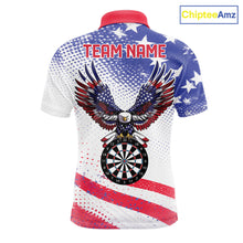 Load image into Gallery viewer, Personalized American Flag Eagle Darts Shirts For Men, Patriotic Darts Jersey Team Polo &amp; 1/4 Zip TDM6406
