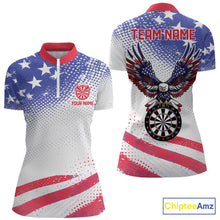 Load image into Gallery viewer, Personalized American Flag Eagle Darts Shirts For Women, Patriotic Darts Jersey Team Polo &amp; 1/4 Zip TDM6406