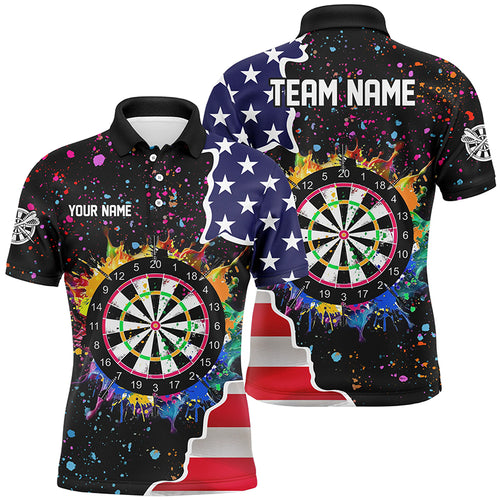 Grunge Colorful Darts Board US Flag Darts Shirts For Men Custom Patriotic Darts Team Jerseys TDM1681