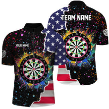 Load image into Gallery viewer, Grunge Colorful Darts Board US Flag Darts Shirts For Men Custom Patriotic Darts Team Jerseys TDM1681