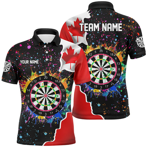 Grunge Colorful Darts Board Canada Flag Darts Shirts For Men Custom Patriotic Darts Team Jerseys TDM1682