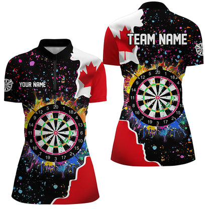 Grunge Colorful Darts Board Canada Flag Darts Shirts For Women Custom Patriotic Darts Team Jerseys TDM1682