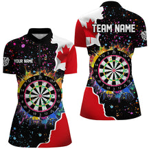 Load image into Gallery viewer, Grunge Colorful Darts Board Canada Flag Darts Shirts For Women Custom Patriotic Darts Team Jerseys TDM1682