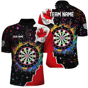 Grunge Colorful Darts Board Canada Flag Darts Shirts For Men Custom Patriotic Darts Team Jerseys TDM1682