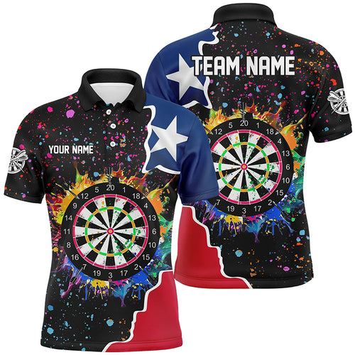 Grunge Colorful Darts Board Texas Flag Darts Shirts For Men Custom Patriotic Darts Team Jerseys TDM1683