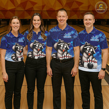 Load image into Gallery viewer, Personalized Blue Funny Raccoon Bowling Shirt For Women Custom Bowling Team Jersey Polo &amp; 1/4 Zip TDM6594