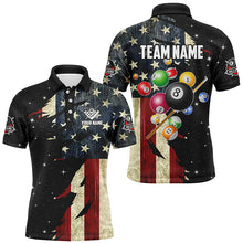 Load image into Gallery viewer, Retro American Flag Dark Galaxy Custom Billiard Balls Pool Shirt For Men, Patriotic Billiard Shirts TDM2094