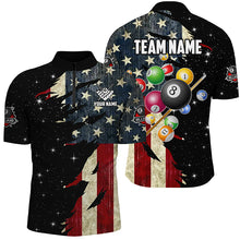 Load image into Gallery viewer, Retro American Flag Dark Galaxy Custom Billiard Balls Pool Shirt For Men, Patriotic Billiard Shirts TDM2094