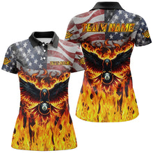 Load image into Gallery viewer, Personalized Flame American Flag Custom Eagle Billiard Shirts For Women, Patriotic Billiard Jerseys TDM2096