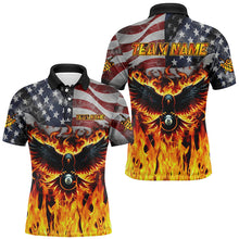 Load image into Gallery viewer, Personalized Flame American Flag Custom Eagle Billiard Shirts For Men, Patriotic Billiard Jerseys TDM2096