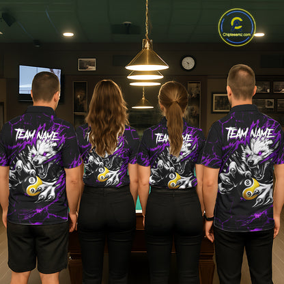 Personalized Wolf Yinyang 8 Ball & 9 Ball Billiard Shirt For Women Custom Pool Team Jersey|Purple TDM7335