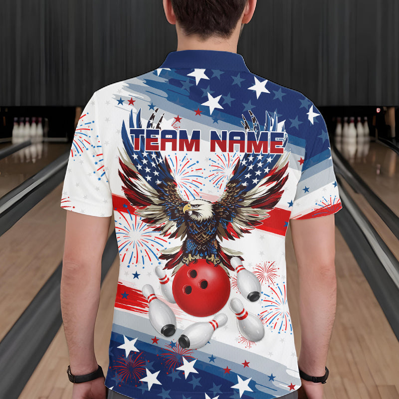 Personalized American Flag Eagle Bowling Jersey For Men Custom Patriotic Bowling Team Shirts TDM7655
