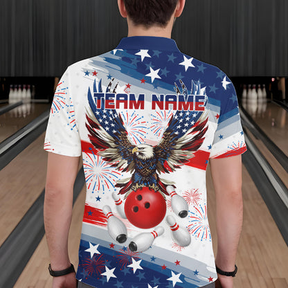 Personalized American Flag Eagle Bowling Jersey For Men Custom Patriotic Bowling Team Shirts TDM7655