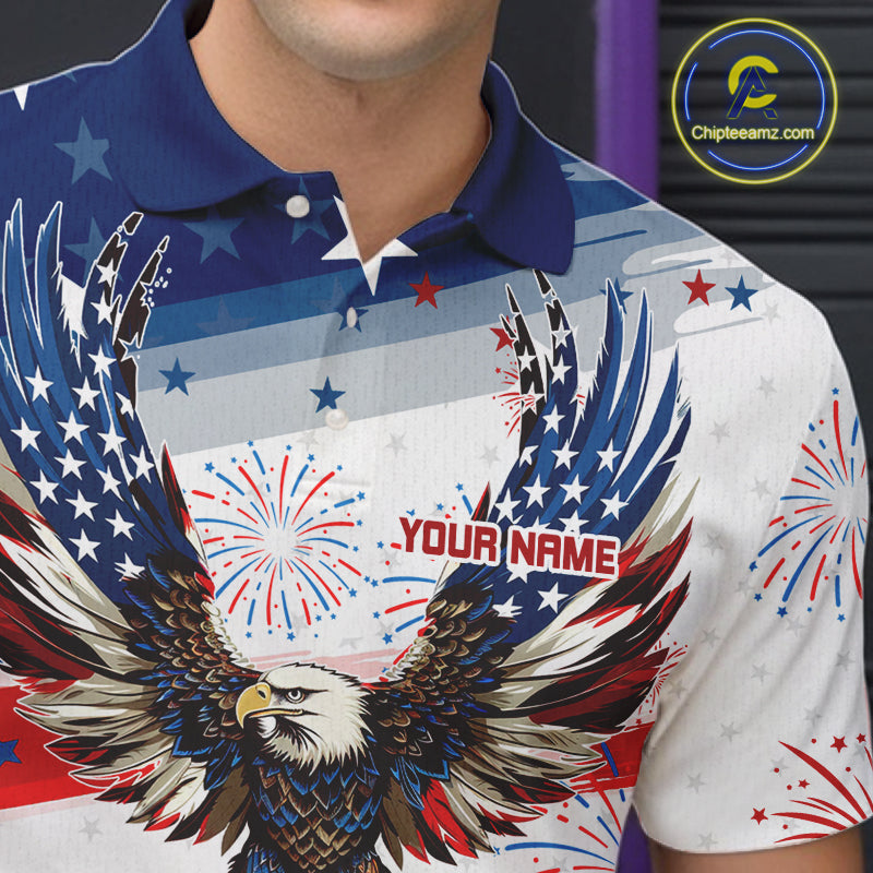 Personalized American Flag Eagle Bowling Jersey For Men Custom Patriotic Bowling Team Shirts TDM7655