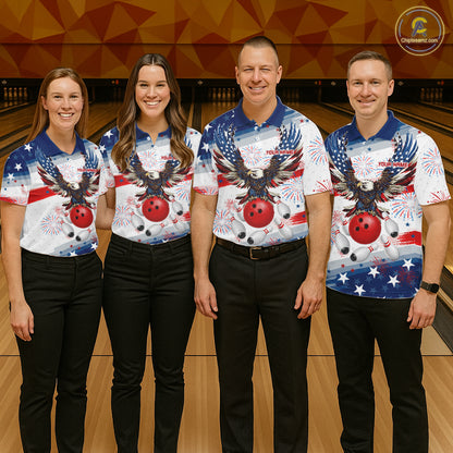 Personalized American Flag Eagle Bowling Jersey For Men Custom Patriotic Bowling Team Shirts TDM7655
