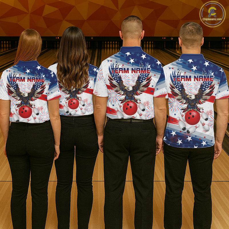 Personalized American Flag Eagle Bowling Jersey For Men Custom Patriotic Bowling Team Shirts TDM7655