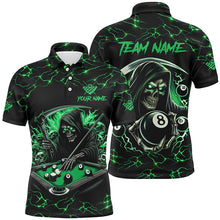 Load image into Gallery viewer, Green Funny Death Skeleton 8 Ball Pool Men Billiard Shirts Custom Name Lightning Billiard Jerseys TDM2827