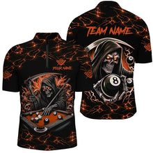 Load image into Gallery viewer, Orange Funny Death Skeleton 8 Ball Pool Men Billiard Shirts Custom Name Lightning Billiard Jerseys TDM2828