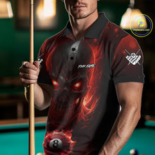 Load image into Gallery viewer, Personalized Red Billiard Skull Fire 8 Ball Pool Shirt For Men Custom Billiard Team Jersey TDM5078