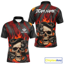Load image into Gallery viewer, Personalized Skull And Snakes Flame Billiard Shirt For Men Custom 8 Ball Pool Team Jersey |Red TDM5084