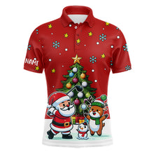 Load image into Gallery viewer, Funny Santa Playing Golf Red Christmas Men Golf Polo Shirt Custom Christmas Pine Tree Golfing Gifts TDM3067