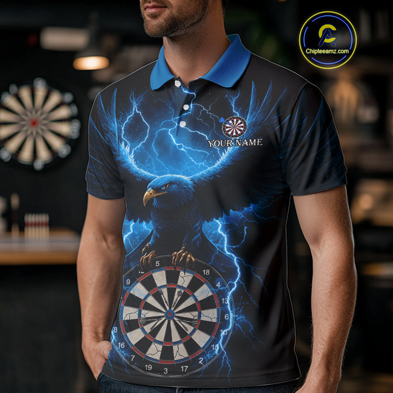 Blue Hawkeye Thunder Lightning Darts Shirt For Men Custom Darts Jersey Team Polo & 1/4 Zip TDM5302