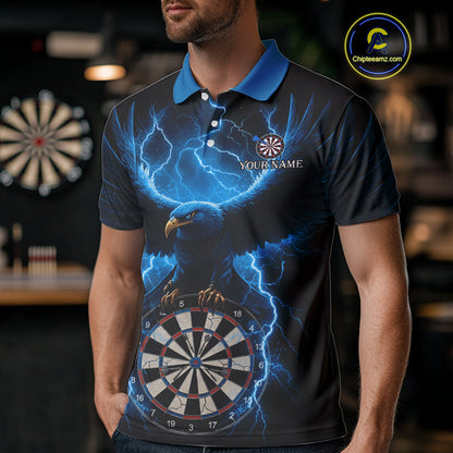 Blue Hawkeye Thunder Lightning Darts Shirt For Men Custom Darts Jersey Team Polo & 1/4 Zip TDM5302