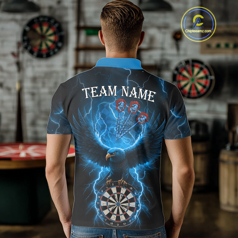 Blue Hawkeye Thunder Lightning Darts Shirt For Men Custom Darts Jersey Team Polo & 1/4 Zip TDM5302