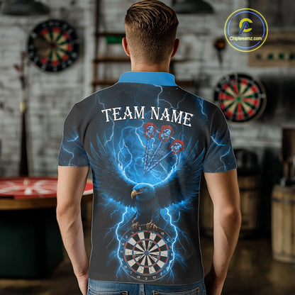 Blue Hawkeye Thunder Lightning Darts Shirt For Men Custom Darts Jersey Team Polo & 1/4 Zip TDM5302