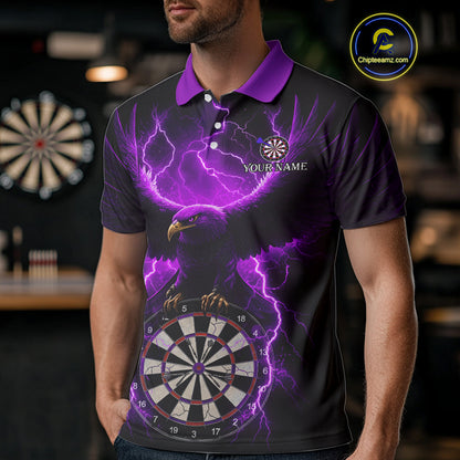 Purple Hawkeye Thunder Lightning Darts Shirt For Men Custom Darts Jersey Team Polo & 1/4 Zip TDM5303