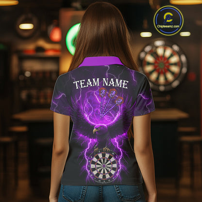 Purple Hawkeye Thunder Lightning Darts Shirt For Women Custom Darts Jersey Team Polo & 1/4 Zip TDM5303