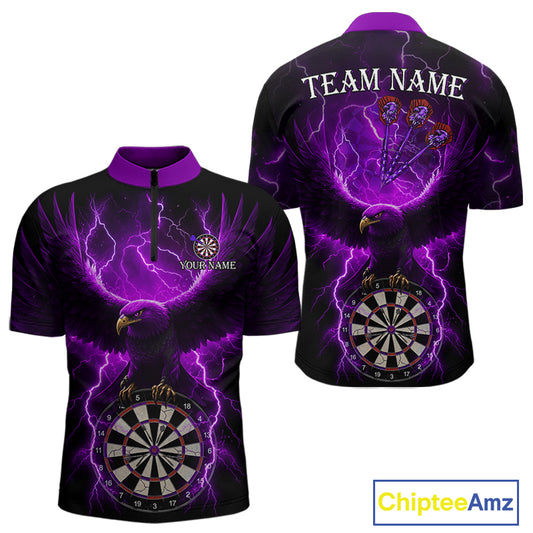 Purple Hawkeye Thunder Lightning Darts Shirt For Men Custom Darts Jersey Team Polo & 1/4 Zip TDM5303