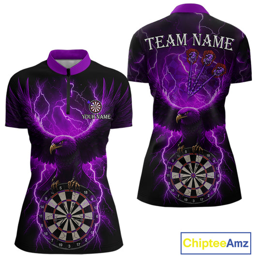 Purple Hawkeye Thunder Lightning Darts Shirt For Women Custom Darts Jersey Team Polo & 1/4 Zip TDM5303