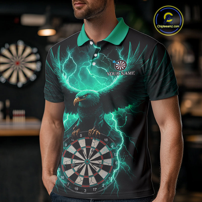 Turquoise Hawkeye Thunder Lightning Darts Shirt For Men Custom Darts Jersey Team Polo & 1/4 Zip TDM5304