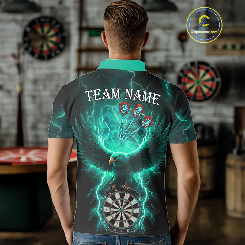 Turquoise Hawkeye Thunder Lightning Darts Shirt For Men Custom Darts Jersey Team Polo & 1/4 Zip TDM5304