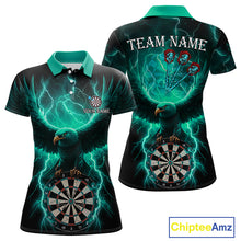 Load image into Gallery viewer, Turquoise Hawkeye Thunder Lightning Darts Shirt For Women Custom Darts Jersey Team Polo &amp; 1/4 Zip TDM5304
