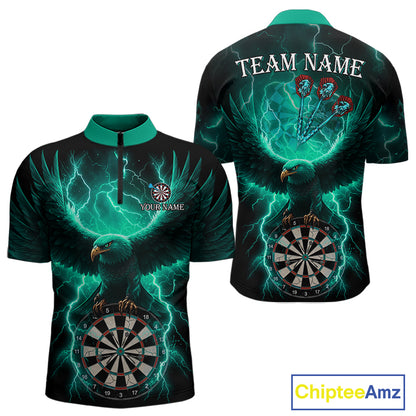 Turquoise Hawkeye Thunder Lightning Darts Shirt For Men Custom Darts Jersey Team Polo & 1/4 Zip TDM5304