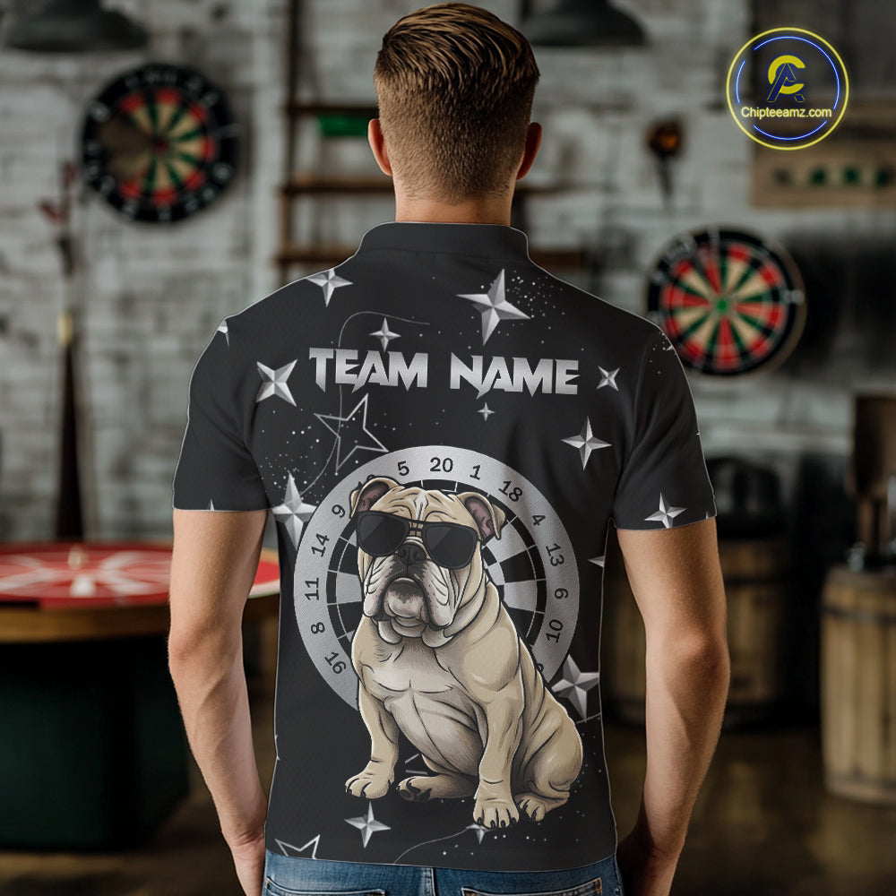 Personalized Funny Bulldog Darts Shirt For Men Custom Star Pattern Dart Jersey Team Polo & 1/4 Zip TDM5554