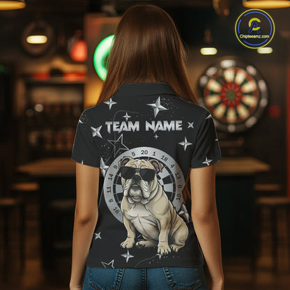 Personalized Funny Bulldog Darts Shirt For Women Custom Star Pattern Dart Jersey Team Polo & 1/4 Zip TDM5554