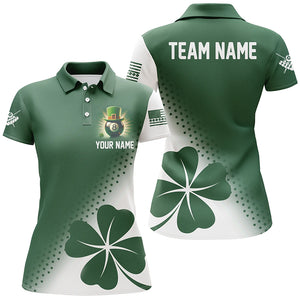 St Patrick's Day Green Clover Custom Women Billiard Polo Shirts, Patrick Day Lucky Billiard Shirts  TDM0987