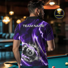 Load image into Gallery viewer, Purple 8 Ball Thunder Lightning Billiard Shirt For Men Custom Pool Team Jersey Polo &amp; Quarter Zip TDM6171